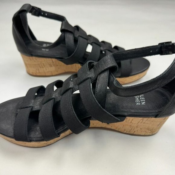 Eileen Fisher Leather Gladiator Wedge Sandals Women 9 NWOB Fisherman Platform - Picture 10 of 13